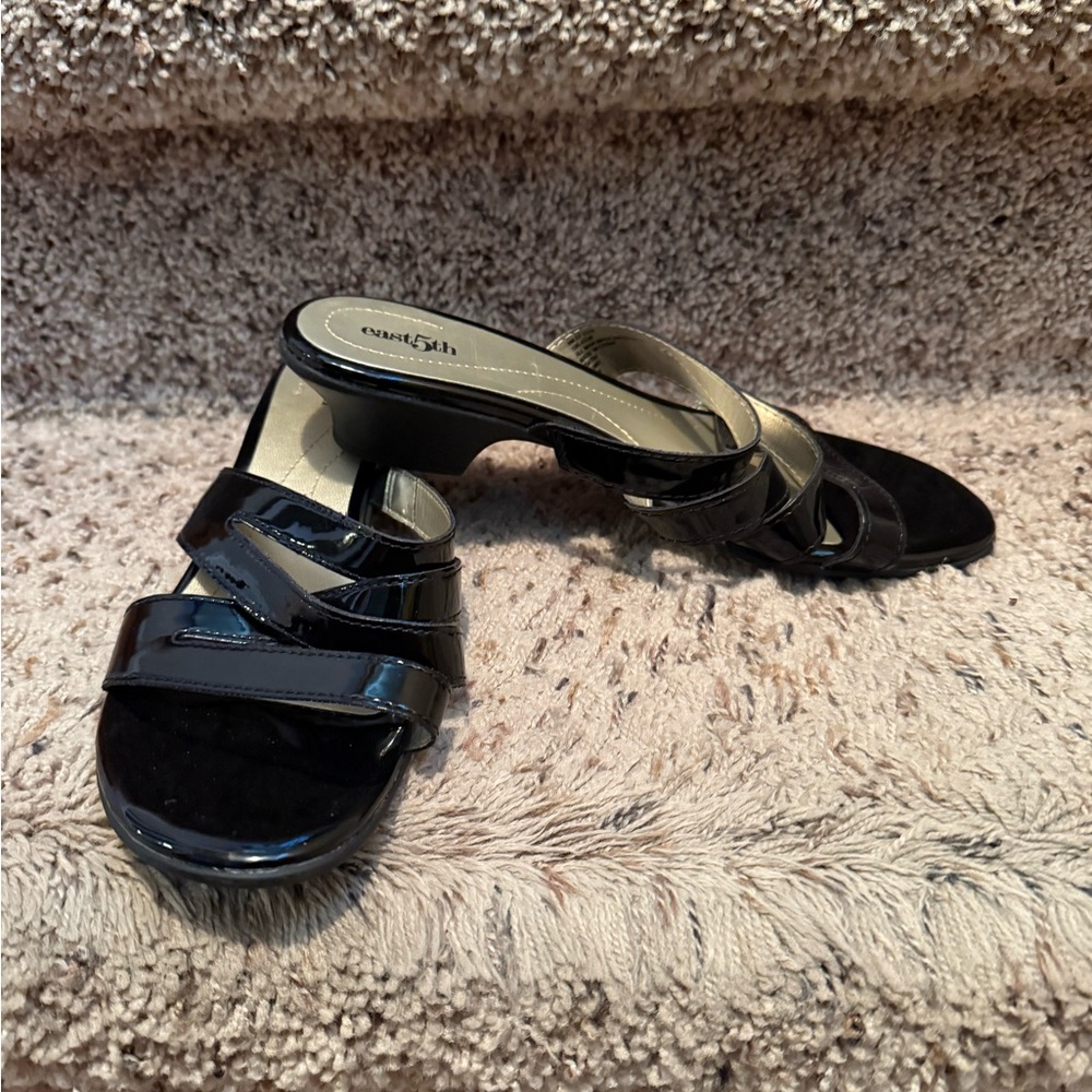 East 5th Black Kitten Heels in patent leather